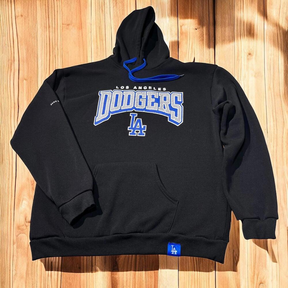 Los Angeles Dodgers Hoodie Mens S Black Blue Logo Kangaroo Pocket